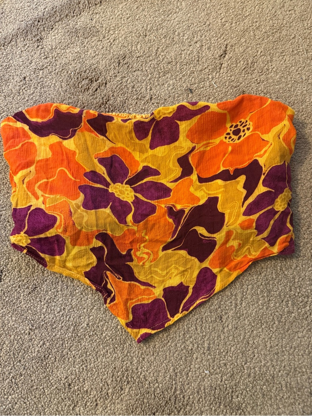 Women’s Floral Cropped Bandaue Top in Yellow, Orange & Purple